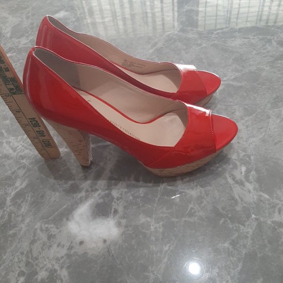 Franco Sarto The Artisan Collection Red Patent Leather Cork Chunky Heels SZ 9M - Picture 3 of 7